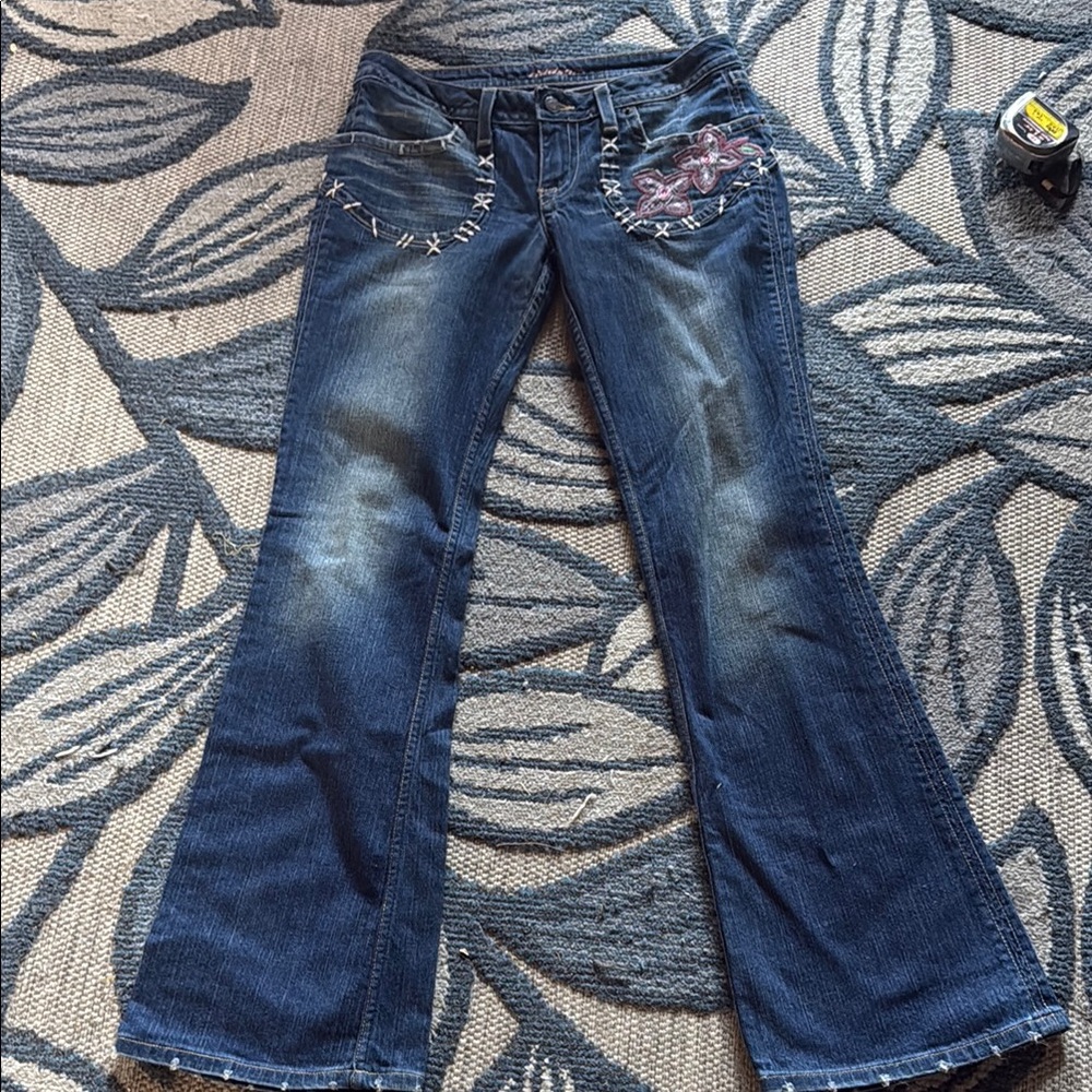 Hudson Jeans Blue Flare Jeans with Embroidered Pocket